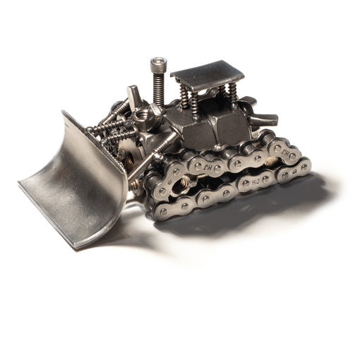 Metal Bulldozer Figurine, Steel Dozer, Nuts and Bolts Dozer Sculpture