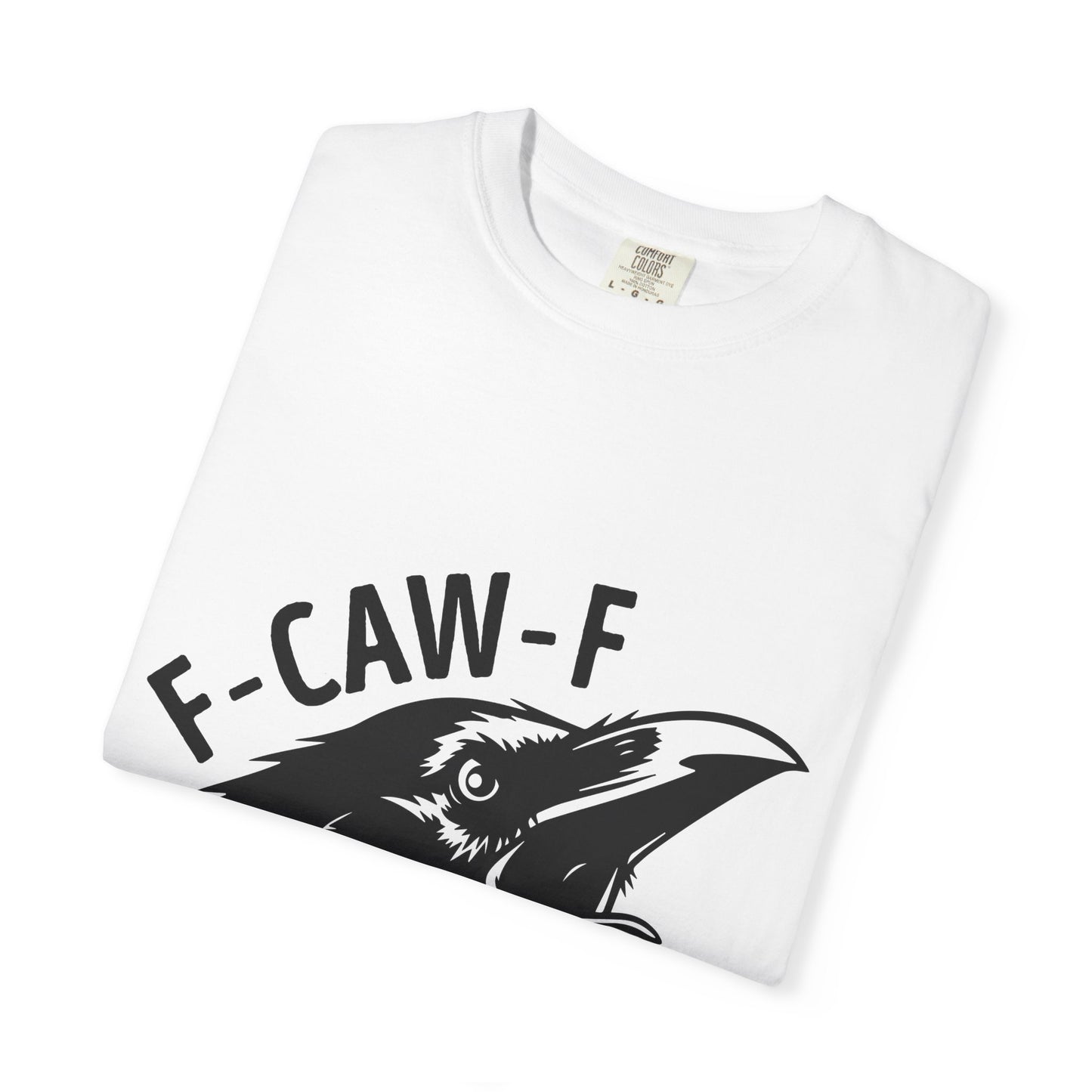 F-CAW-F Crow Head T-shirt | Raven Illustration, Bold Text