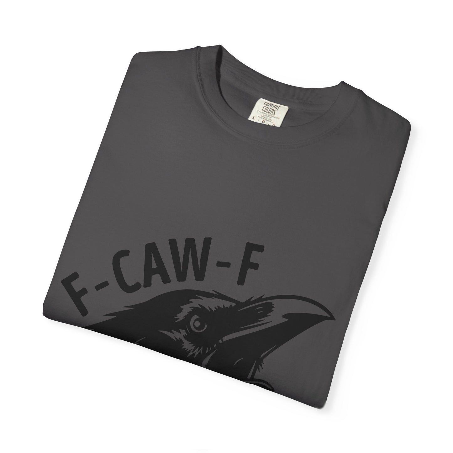 F-CAW-F Crow Head T-shirt | Raven Illustration, Bold Text