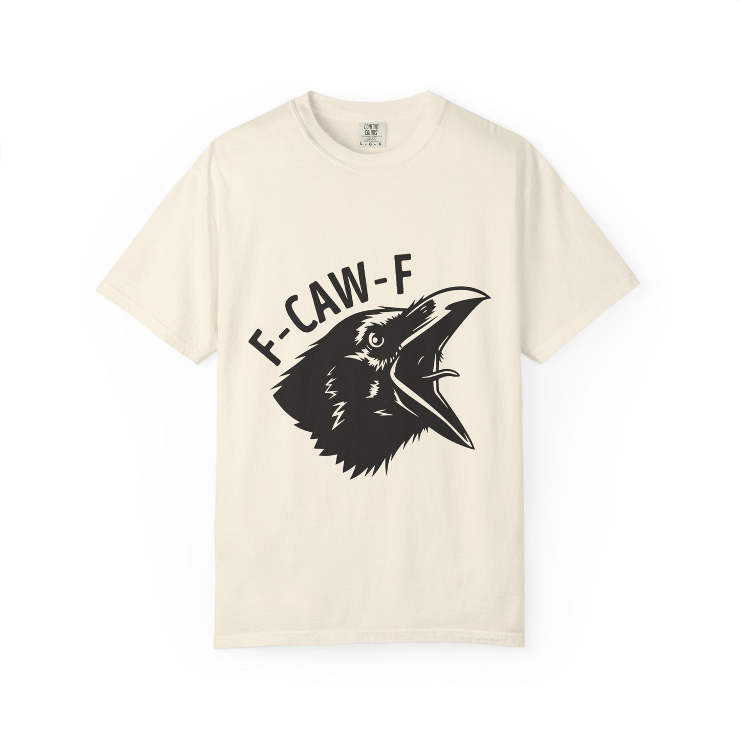 F-CAW-F Crow Head T-shirt | Raven Illustration, Bold Text