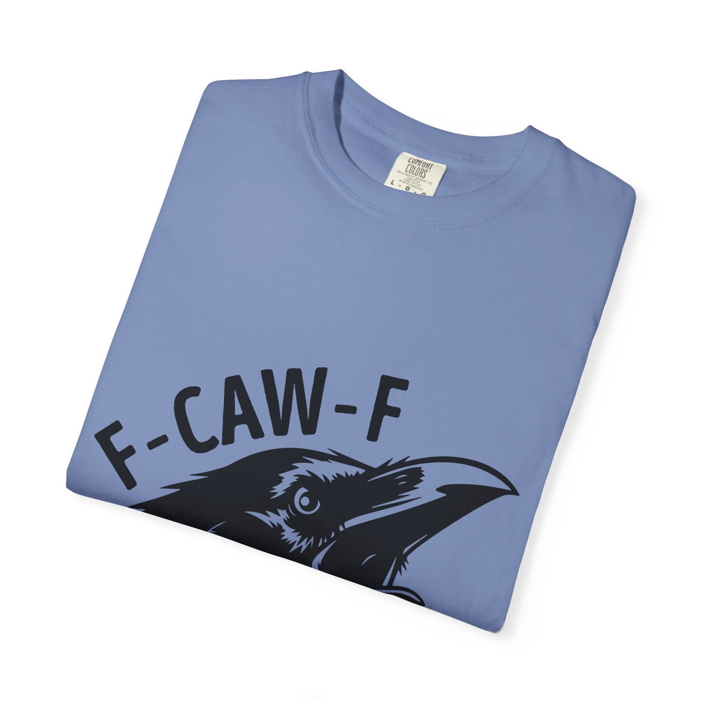 F-CAW-F Crow Head T-shirt | Raven Illustration, Bold Text