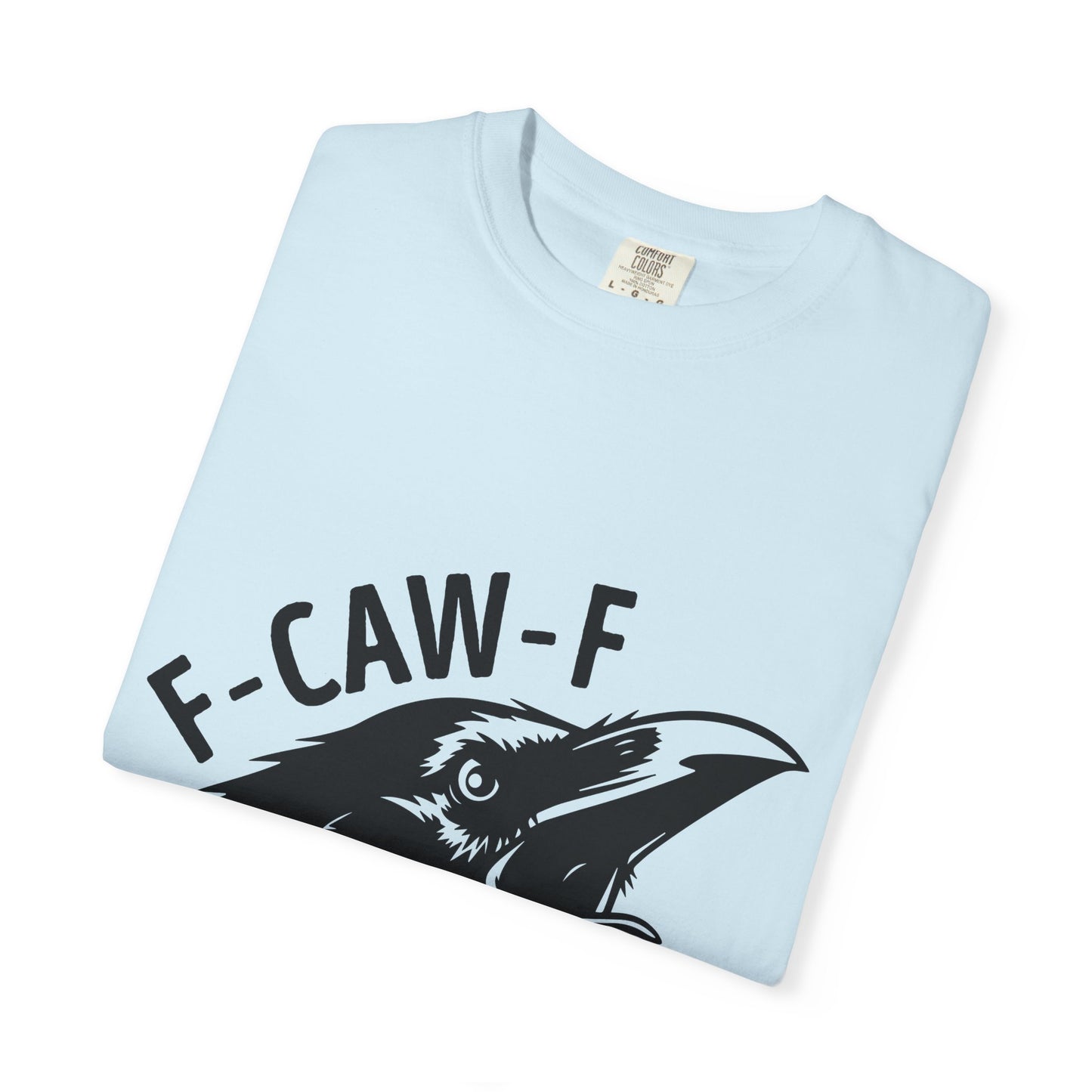 F-CAW-F Crow Head T-shirt | Raven Illustration, Bold Text
