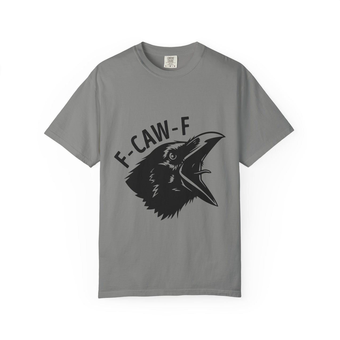 F-CAW-F Crow Head T-shirt | Raven Illustration, Bold Text