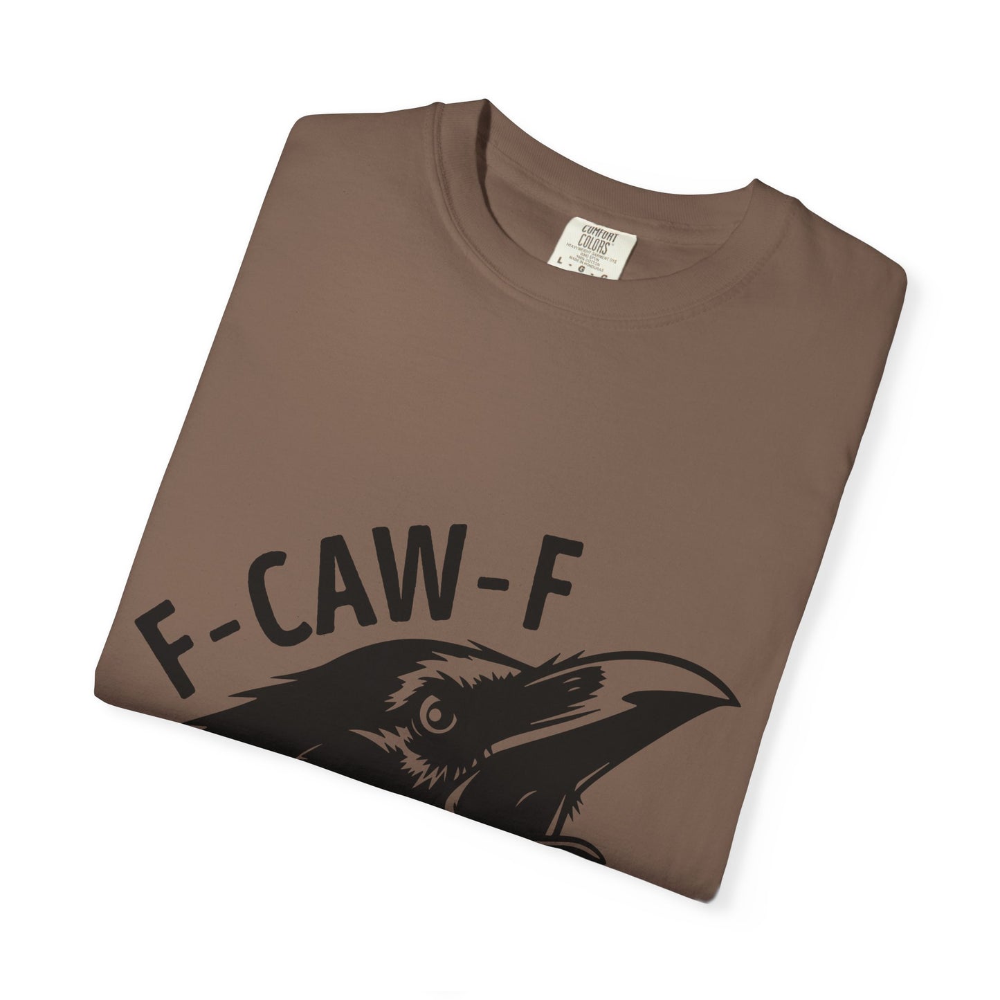 F-CAW-F Crow Head T-shirt | Raven Illustration, Bold Text