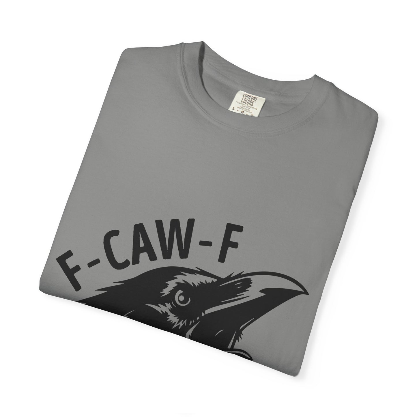 F-CAW-F Crow Head T-shirt | Raven Illustration, Bold Text