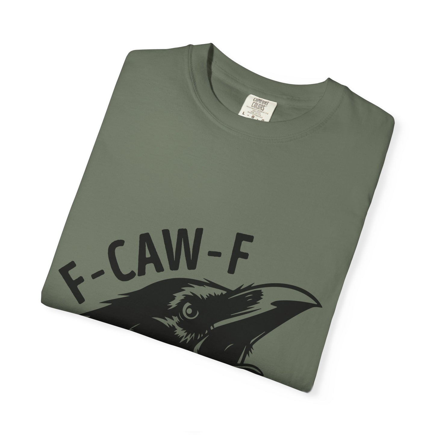 F-CAW-F Crow Head T-shirt | Raven Illustration, Bold Text