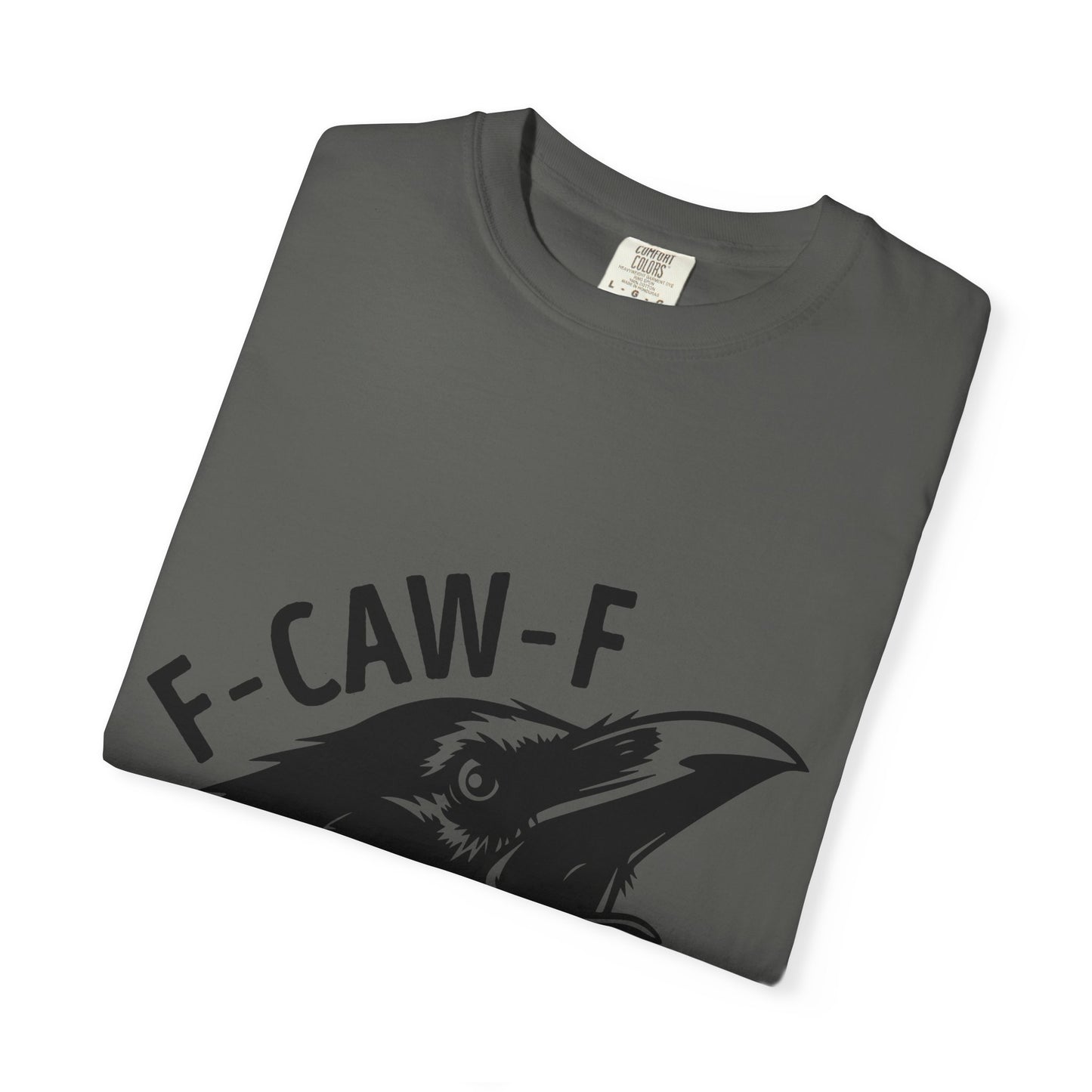 F-CAW-F Crow Head T-shirt | Raven Illustration, Bold Text