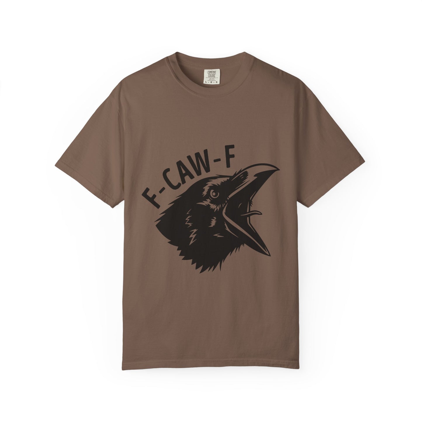 F-CAW-F Crow Head T-shirt | Raven Illustration, Bold Text