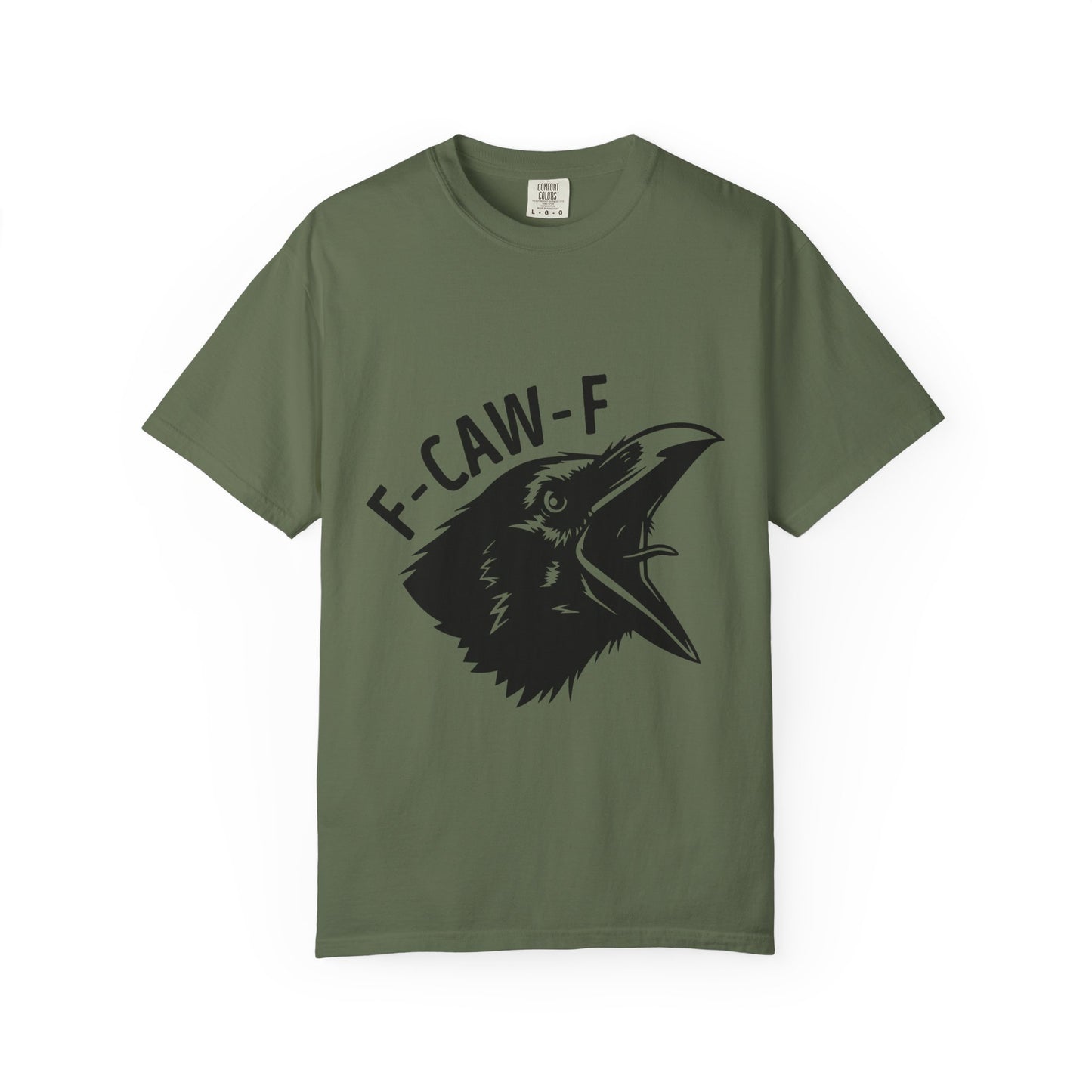 F-CAW-F Crow Head T-shirt | Raven Illustration, Bold Text