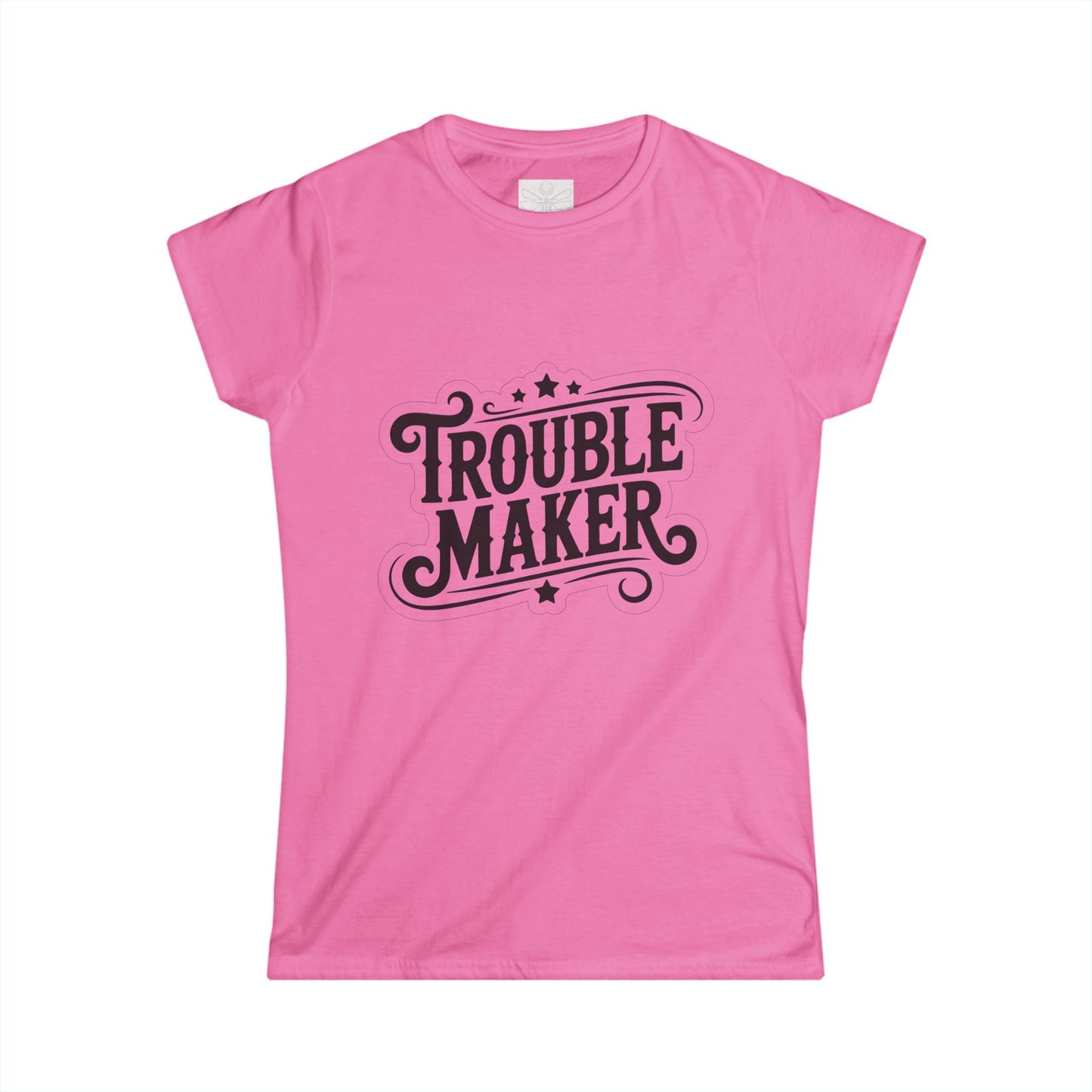Troublemaker Women’s Tee — Vintage Script Graphic T‑Shirt