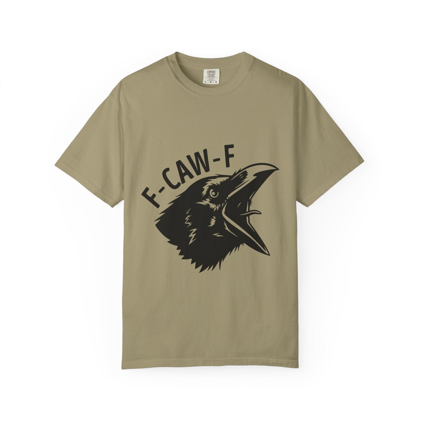 F-CAW-F Crow Head T-shirt | Raven Illustration, Bold Text