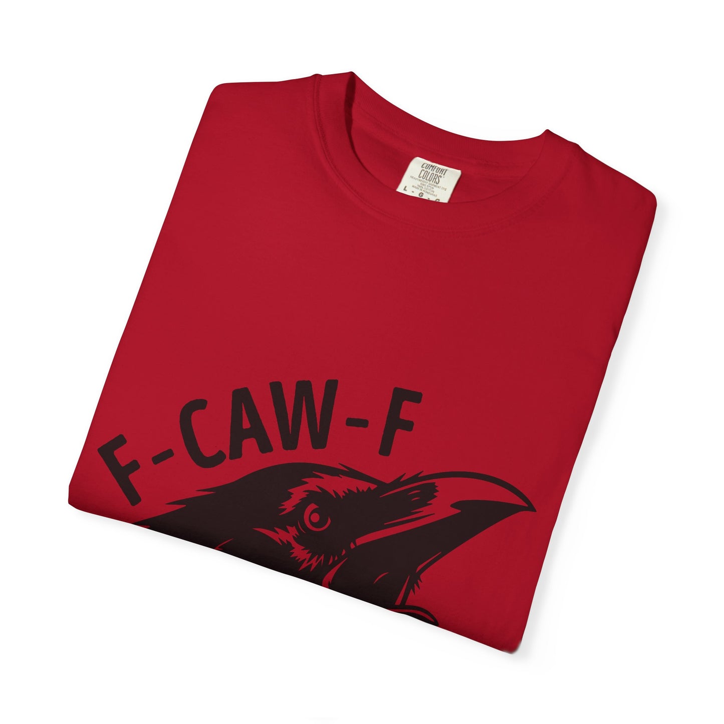 F-CAW-F Crow Head T-shirt | Raven Illustration, Bold Text