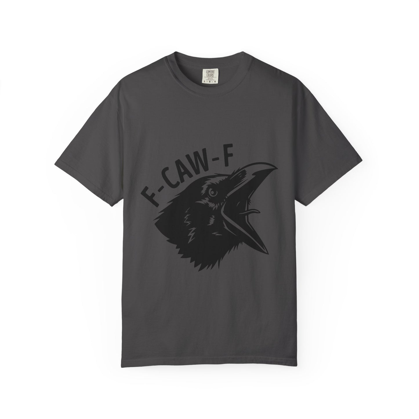 F-CAW-F Crow Head T-shirt | Raven Illustration, Bold Text