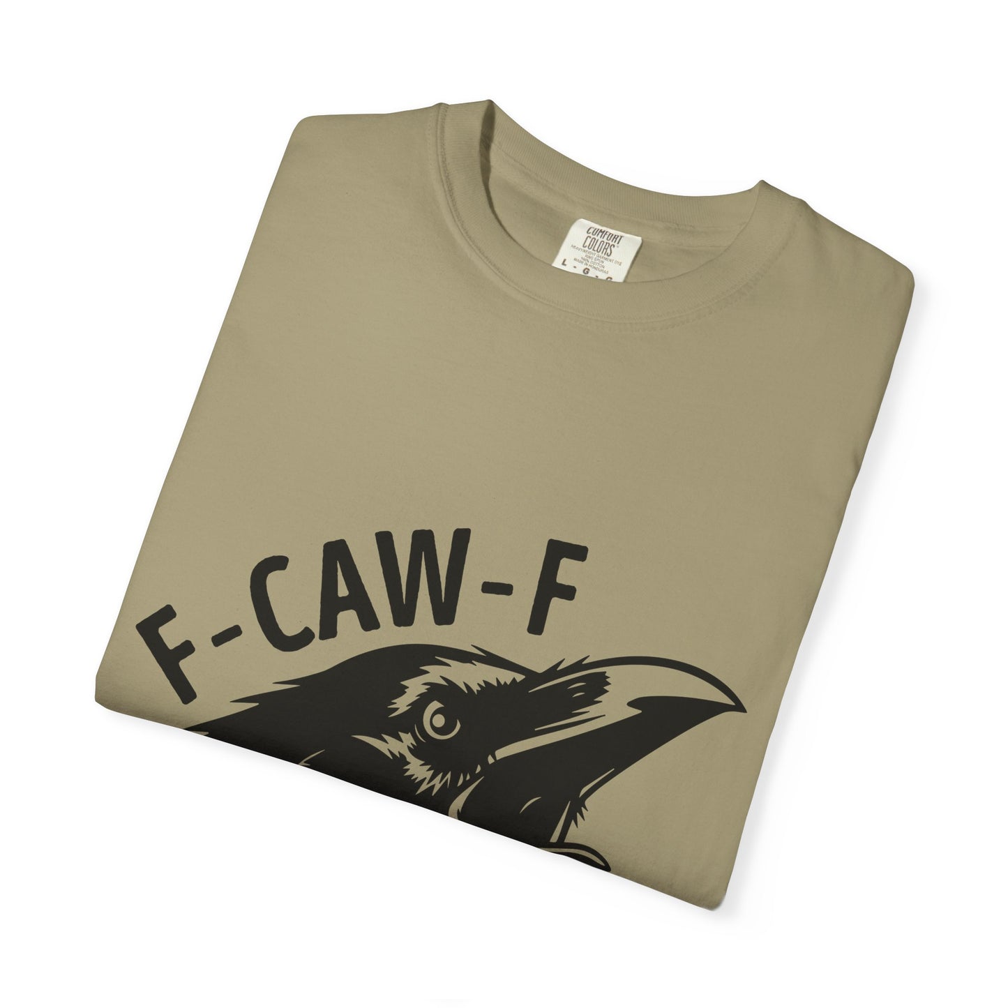 F-CAW-F Crow Head T-shirt | Raven Illustration, Bold Text