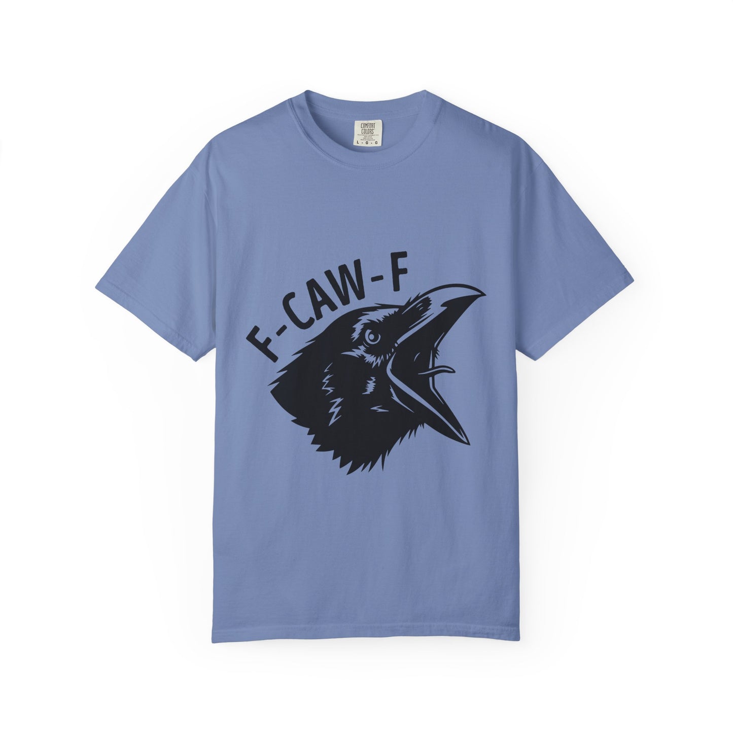 F-CAW-F Crow Head T-shirt | Raven Illustration, Bold Text