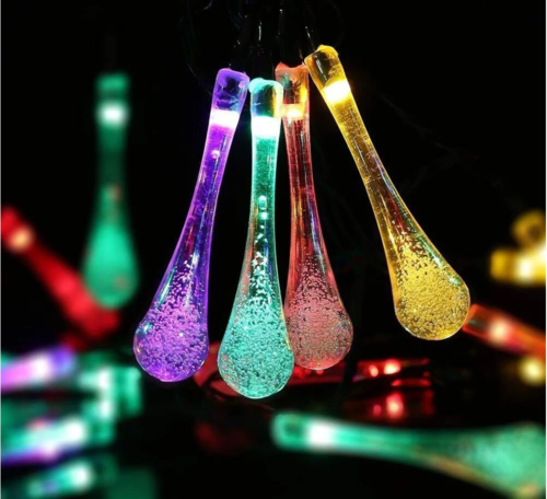 30 Leds Outdoor Solar Water Drop Light String Garden Landscape Lamp