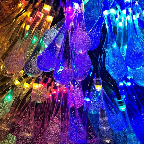 30 Leds Outdoor Solar Water Drop Light String Garden Landscape Lamp