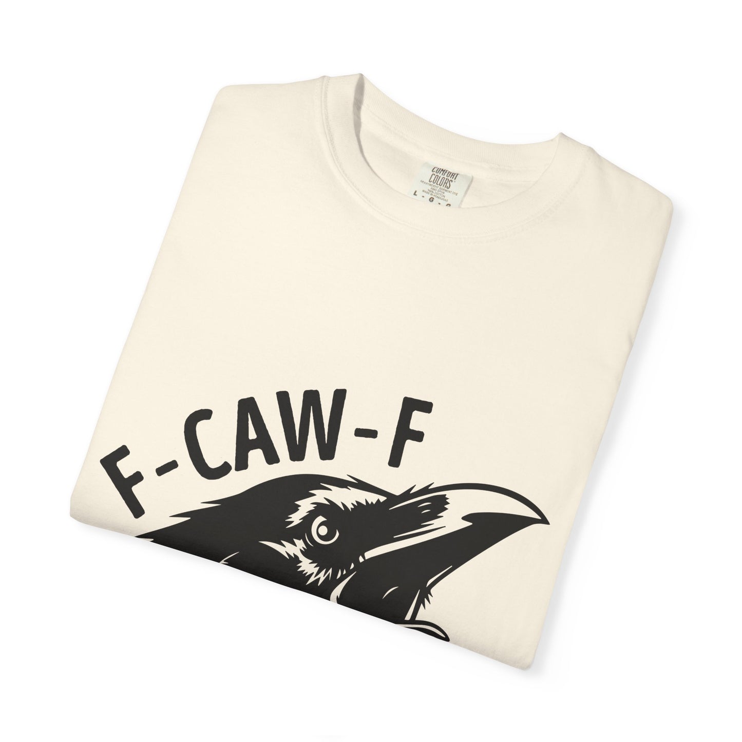 F-CAW-F Crow Head T-shirt | Raven Illustration, Bold Text