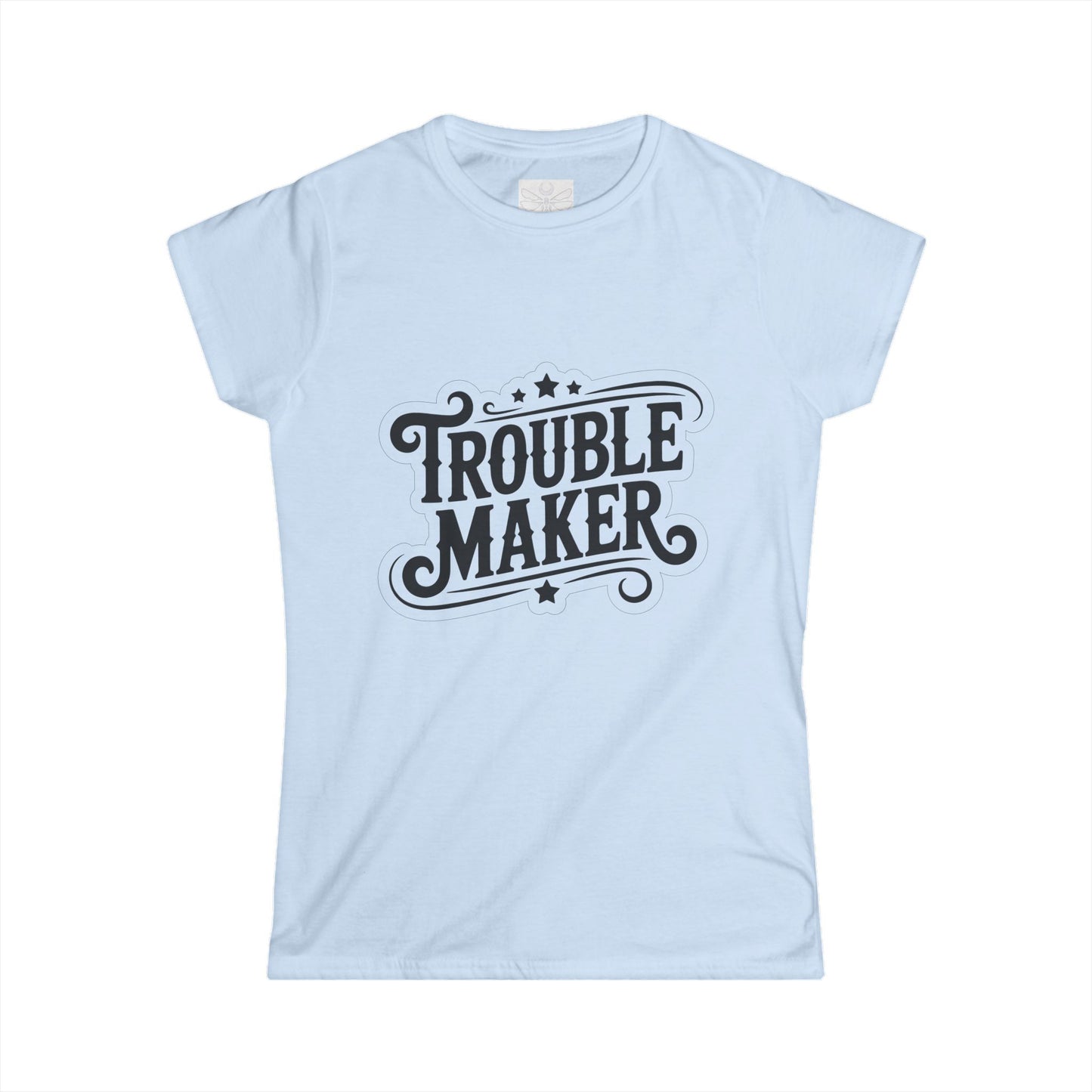 Troublemaker Women’s Tee — Vintage Script Graphic T‑Shirt
