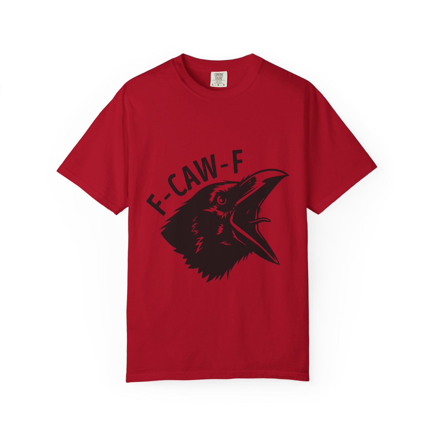 F-CAW-F Crow Head T-shirt | Raven Illustration, Bold Text