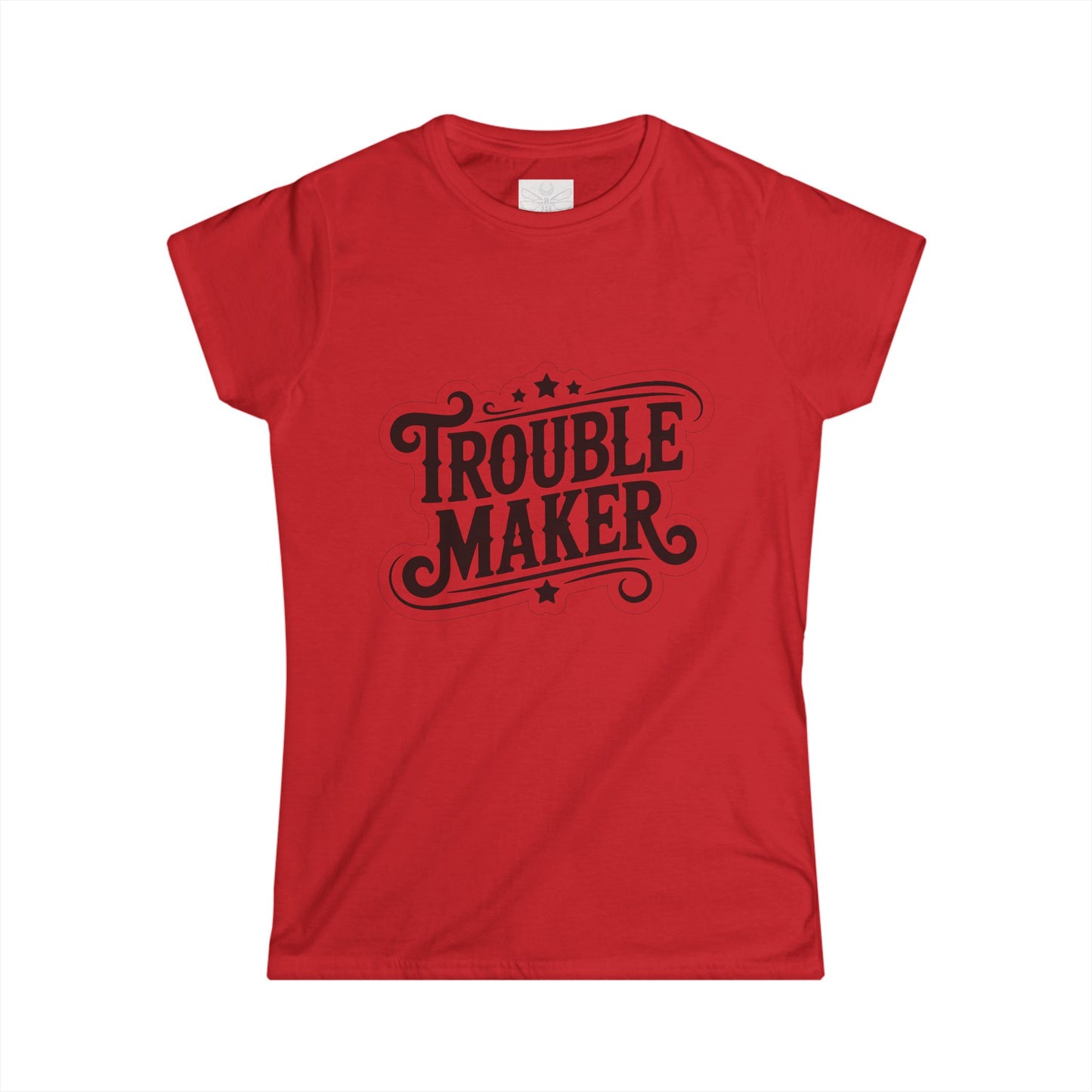 Troublemaker Women’s Tee — Vintage Script Graphic T‑Shirt