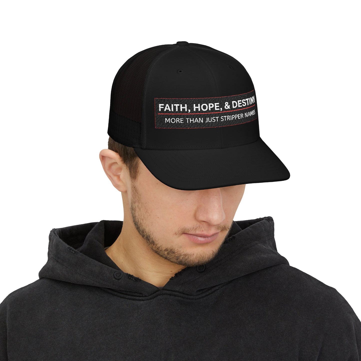 Snapback Trucker Cap – “Faith, Hope, & Destiny” Embroidered Patch