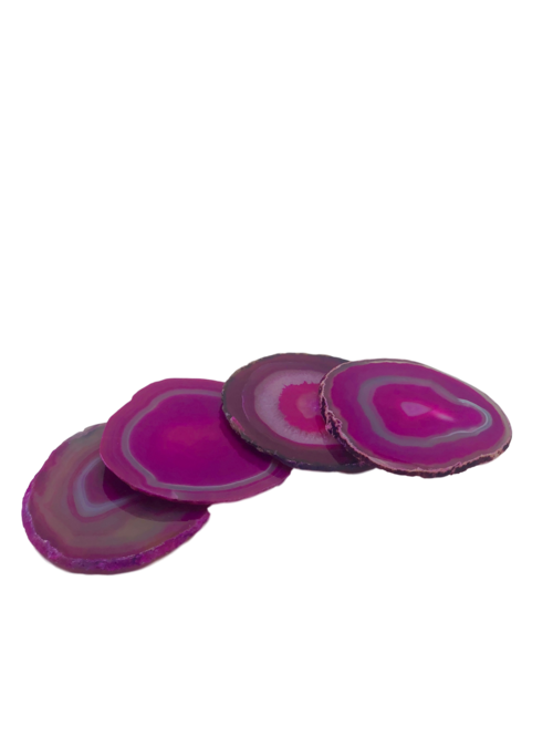 Agate Coasters with Natural Trim, Set of 4