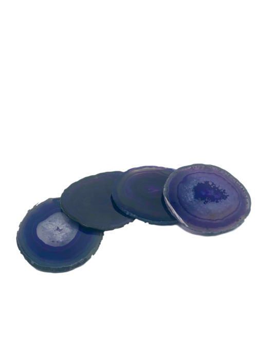 Agate Coasters with Natural Trim, Set of 4