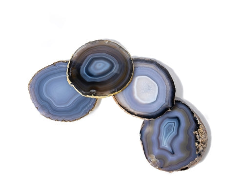 Agate Coasters with Natural Trim, Set of 4