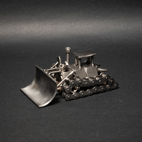 Metal Bulldozer Figurine, Steel Dozer, Nuts and Bolts Dozer Sculpture