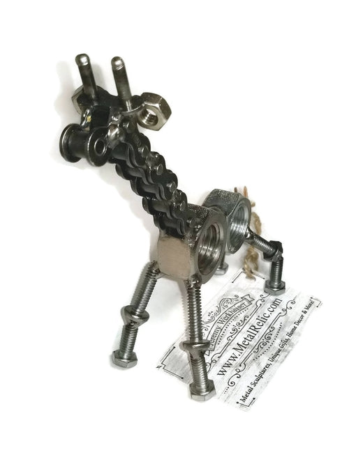 Scrap Metal Giraffe Figurine, Steel Giraffe, Nuts and Bolts Baby