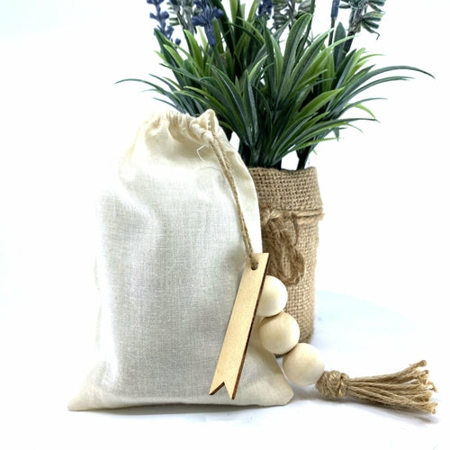 100% Naturally Dried Jasmine Flowers, Jute & Wooden Beaded Drawstring