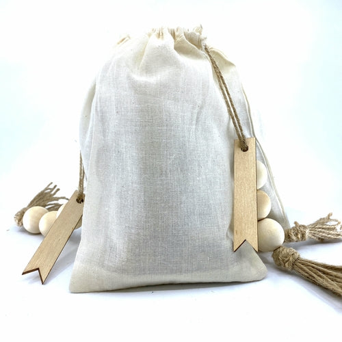 100% Naturally Dried Jasmine Flowers, Jute & Wooden Beaded Drawstring